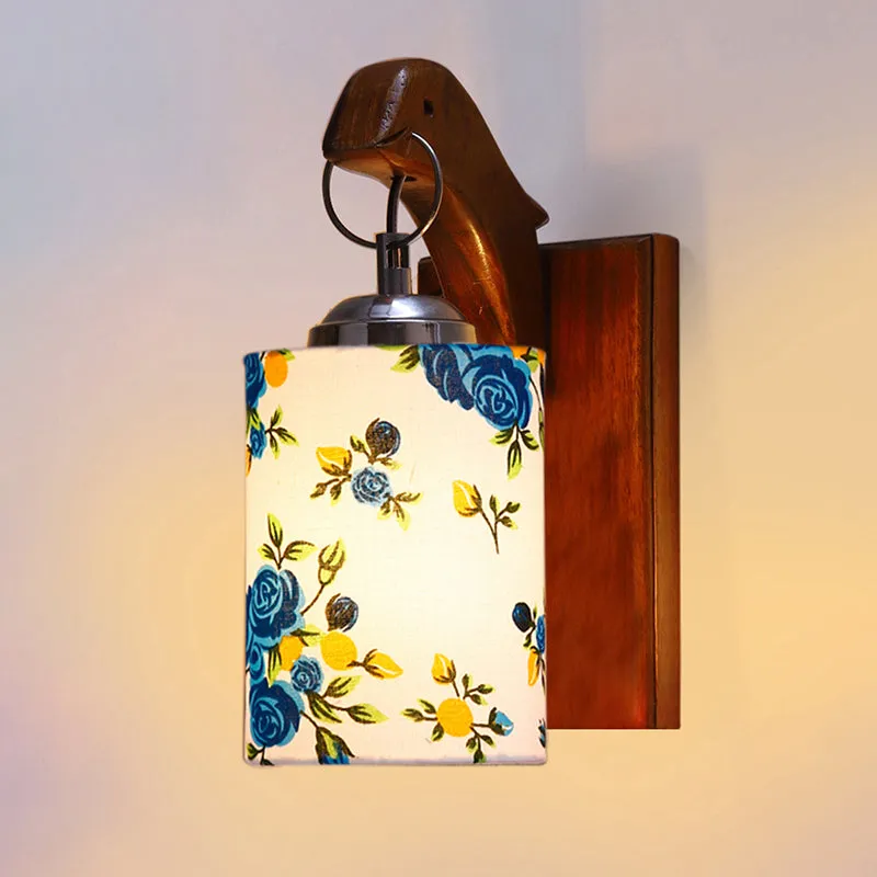 Estrella Printed Wooden Wall Lamp - Blue media 4