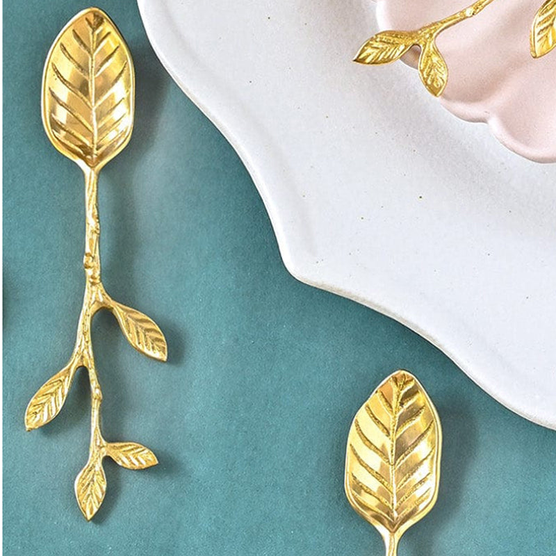 Folia Aurum Brass Dessert Spoon - Set Of Six media 4