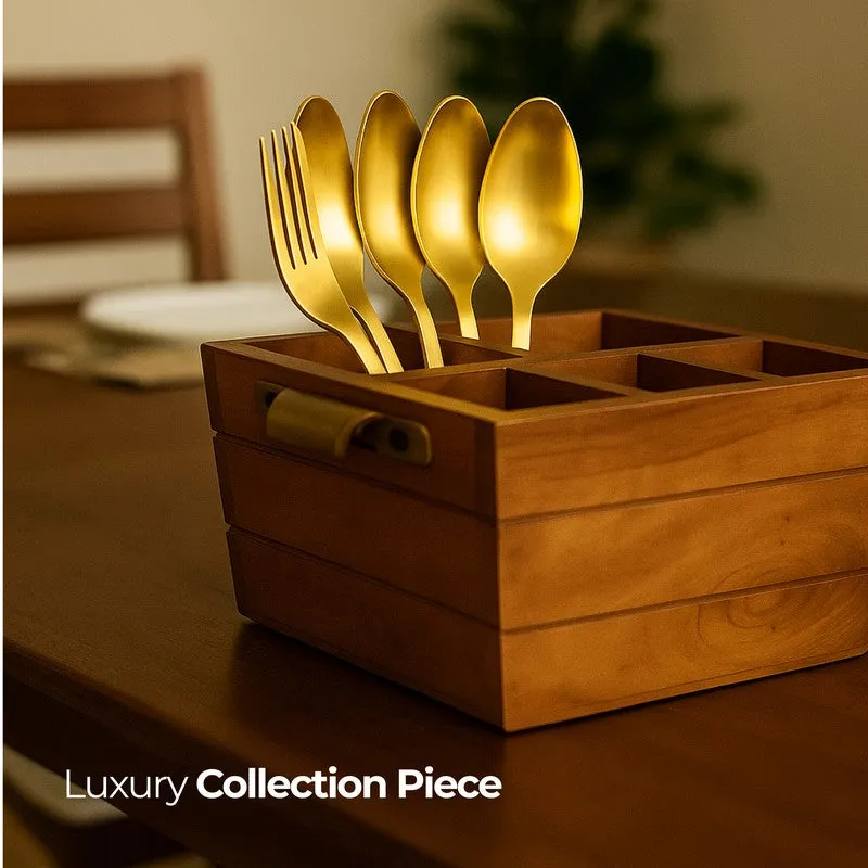 TimberServe Acacia Wood Cutlery Stand media 3