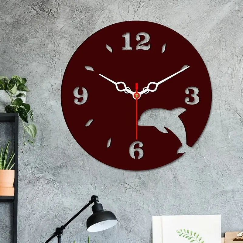 Ocean Leap Dolphin Wooden Wall Clock media 4