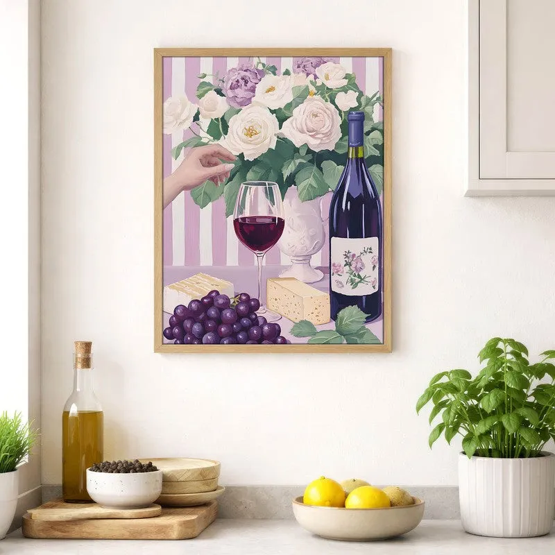 Floral Wine Archival Canvas Wall Art - Brown media 4