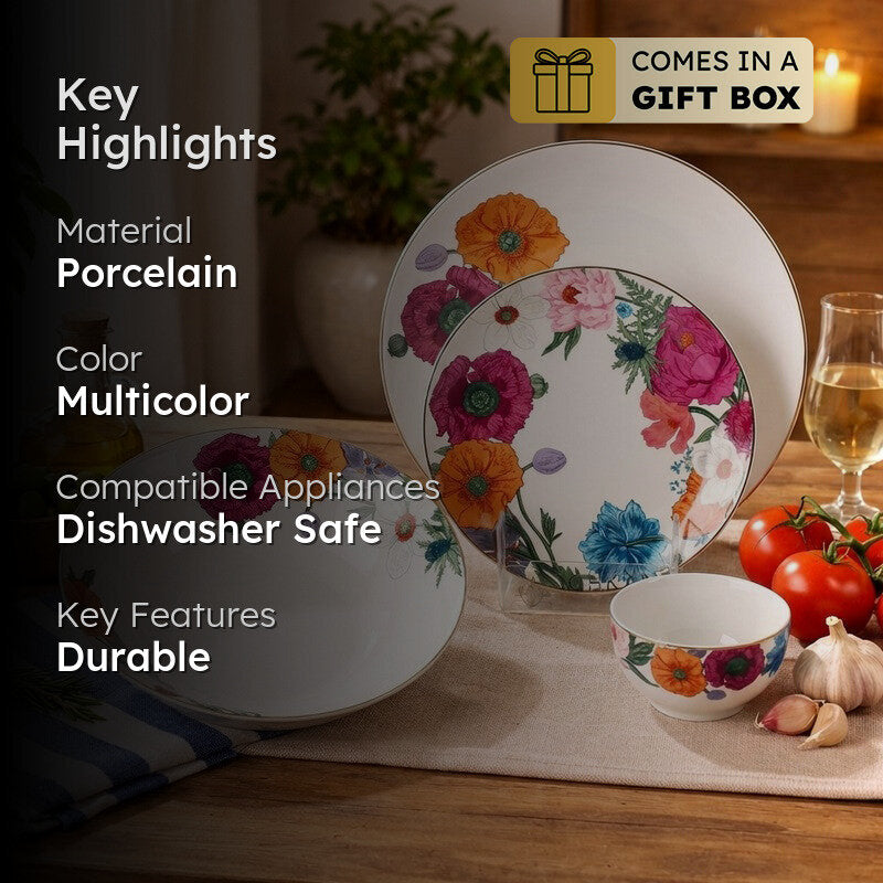 Linea Luxe 24k Gold Brushed Dinner Set (Multicolor)- 27 Piece Set media 2