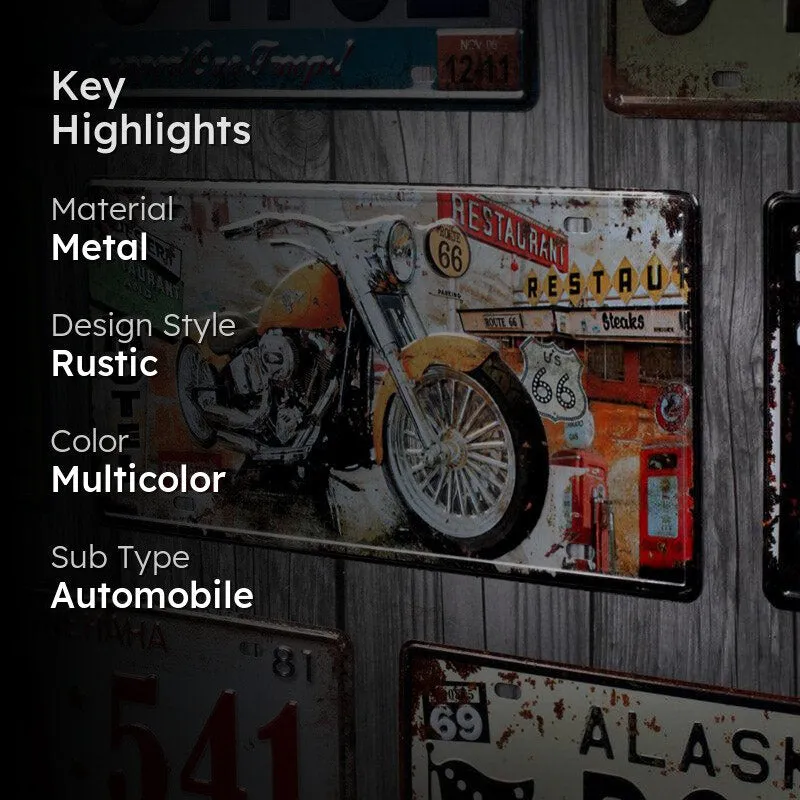 Motel Chevrolet Motorbike Metal Wall Accent media 2