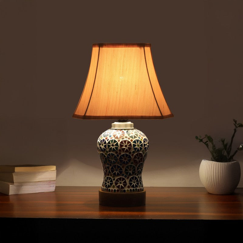 Astrona Square Wooden Table Lamp - Multicolor