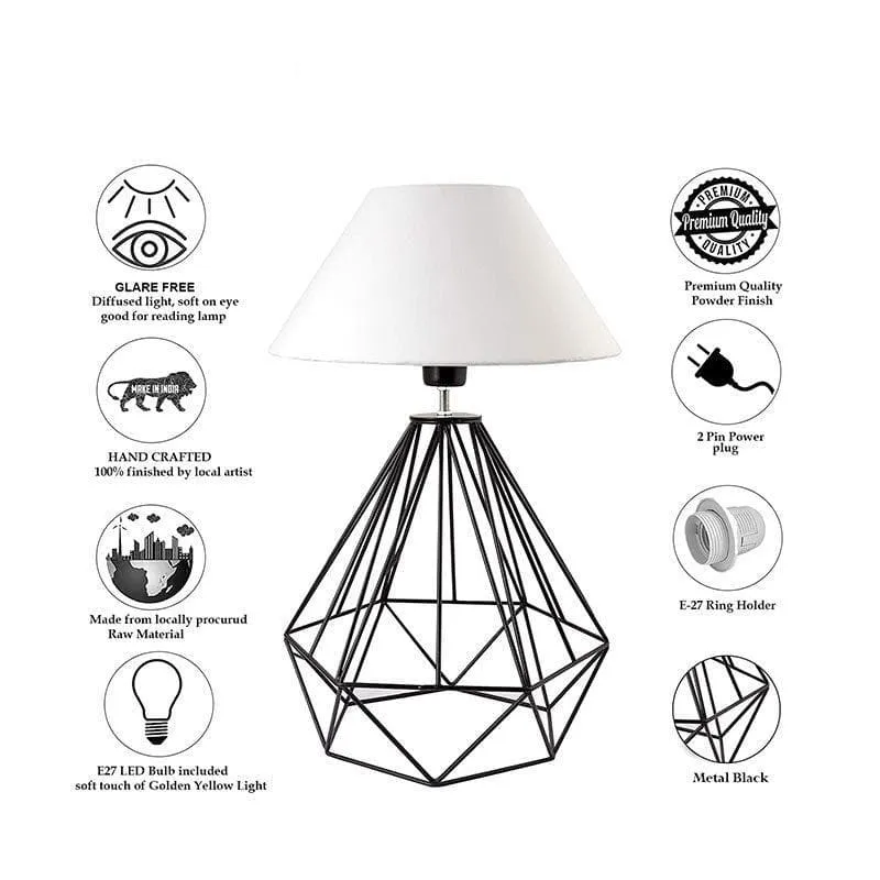 Diamond Dust Fabric Table Lamp - White,Black media 8