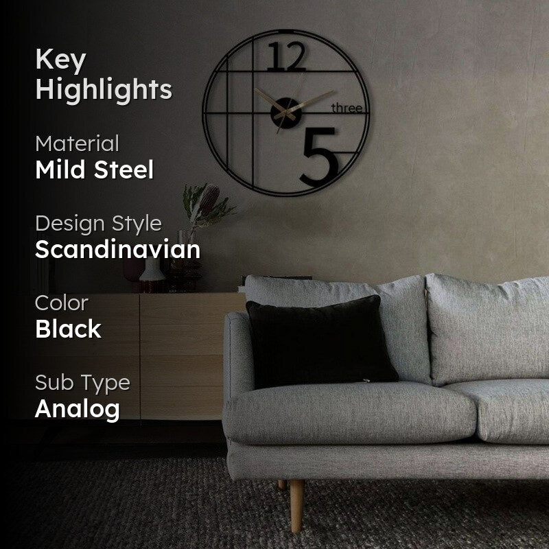 Gears Silent Wall Clock - Black media 2