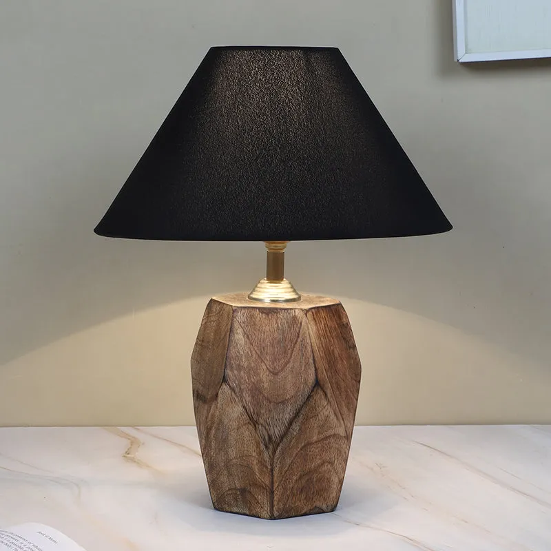 Torou Solid Mango Wood Table Lamp - Black,Brown media 1