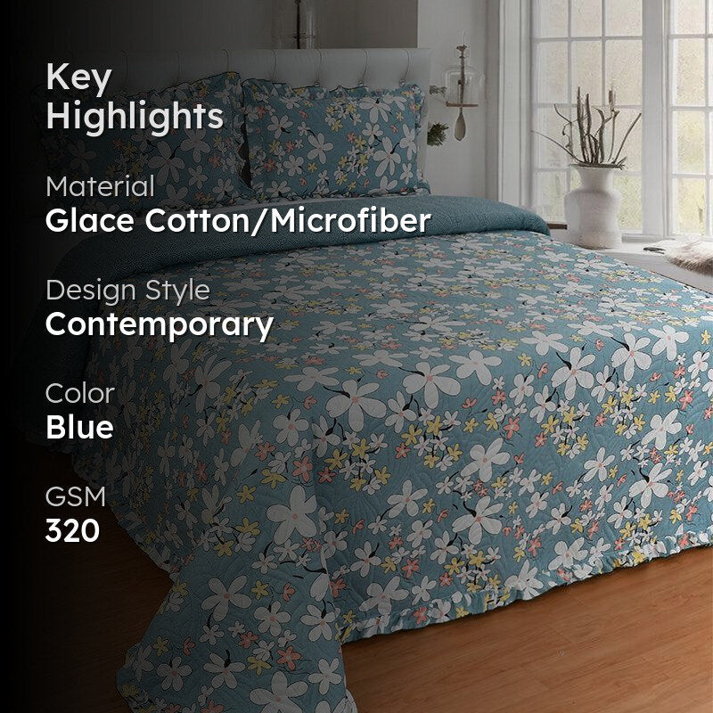 Magnia Floral Bedcover With Lace media 2