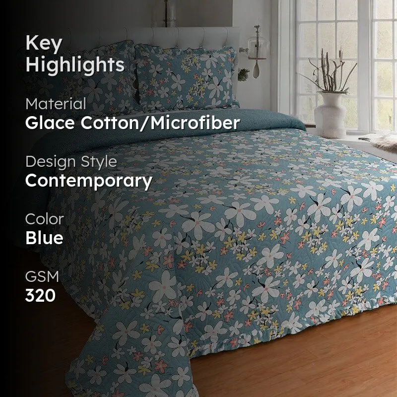Magnia Floral Bedcover With Lace media 2
