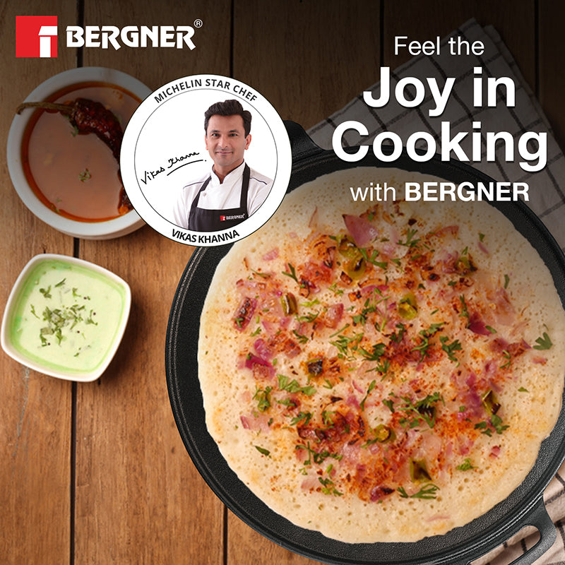 Bergner Arden Double Handled Cast Iron Tawa - 31 cm