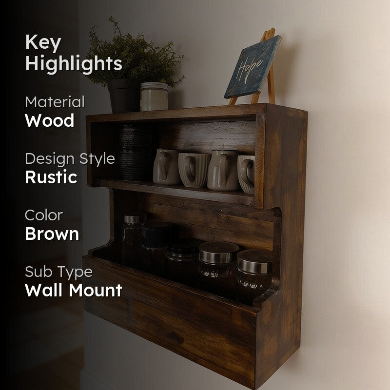 Elmedge Wooden Wall Shelf Organiser media 2
