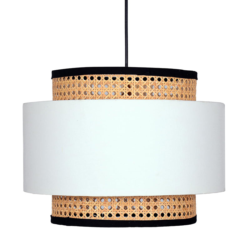 Rustic Glow Rattan Ceiling Lamp - White media 3