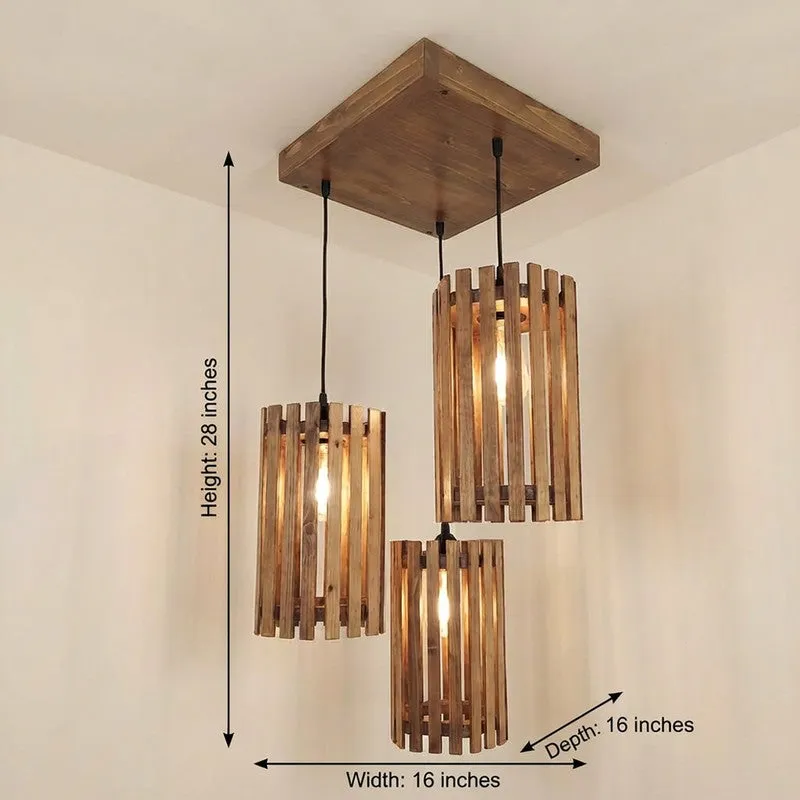 CageGlow Wooden Ceiling Lamp - Brown media 9