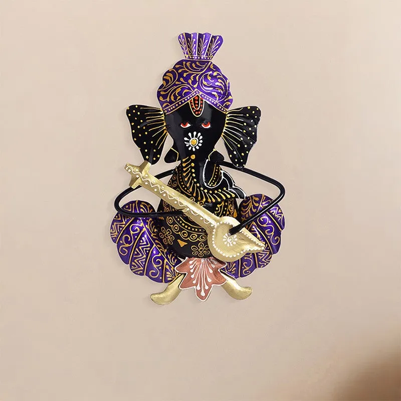 Ganesh Handcrafted Iron Wall Accent - Purple media 6
