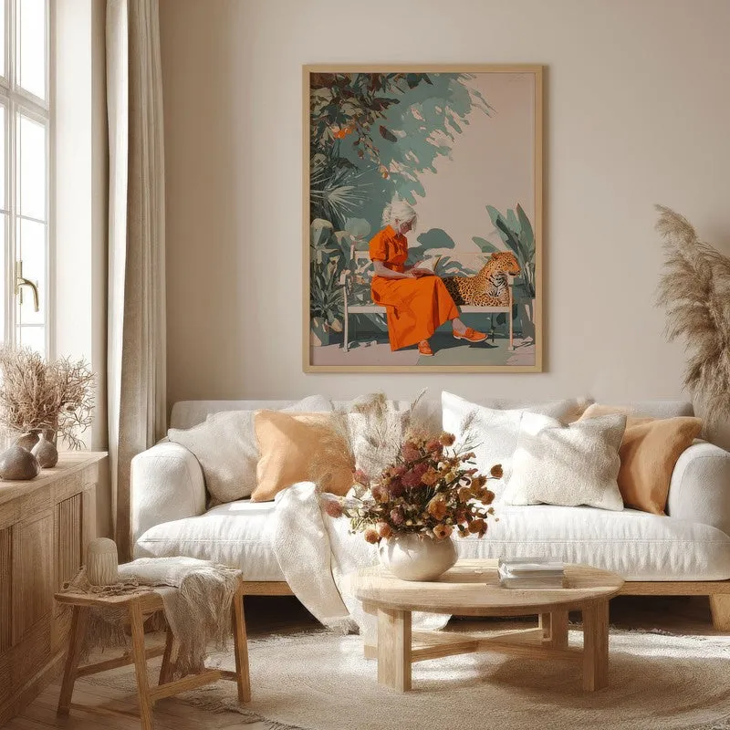 Jungle Solace Canvas Wall Painting - Brown Frame media 4