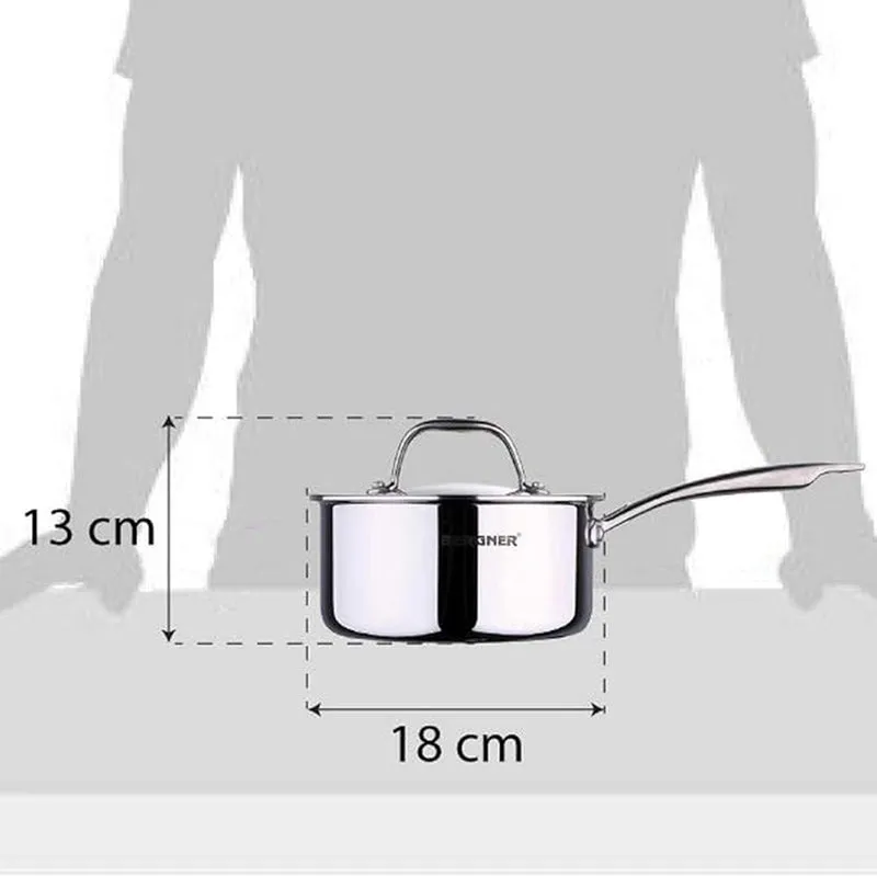 Bergner Argent Triply Kadhai With Lid - 1500 mL media 8