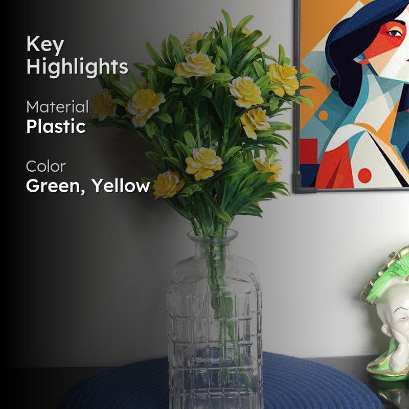 Faux Filosia Flower Bunch (Yellow) - Set Of Two media 2