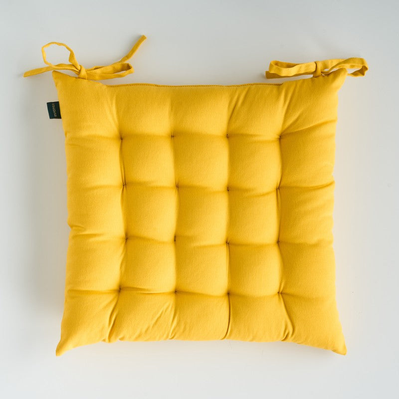 Savra Cotton Chair Pad (Yellow) - Set Of Four media 4