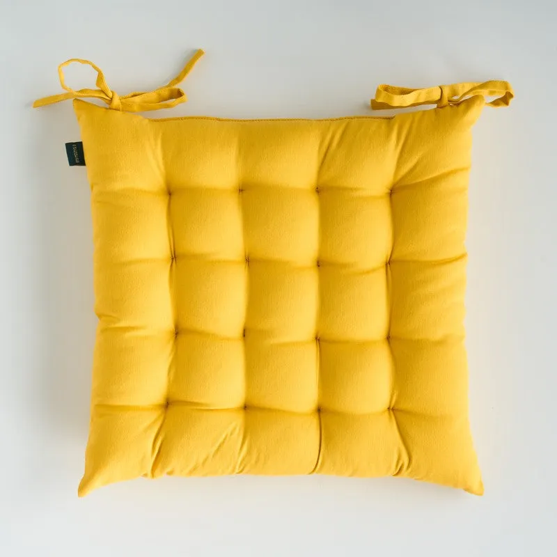 Savra Cotton Chair Pad (Yellow) - Set Of Four media 4