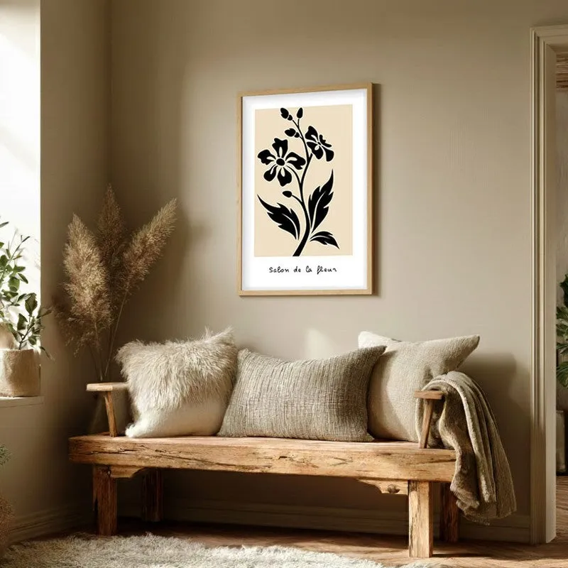 Bold Bloom Canvas Wall Painting With Brown Frame media 3