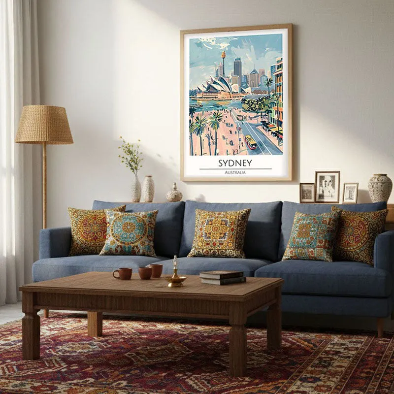 Vintage Sydney Framed Canvas Archival Canvas Wall Painting - Natural Brown Frame media 4