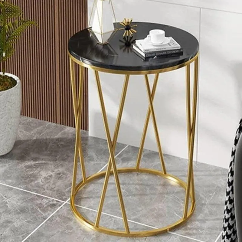 Onyx Drift Metal Accent Table with Marble Top media 3