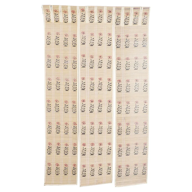 Forest Flow Three Panel Bamboo Curtain - Beige media 3