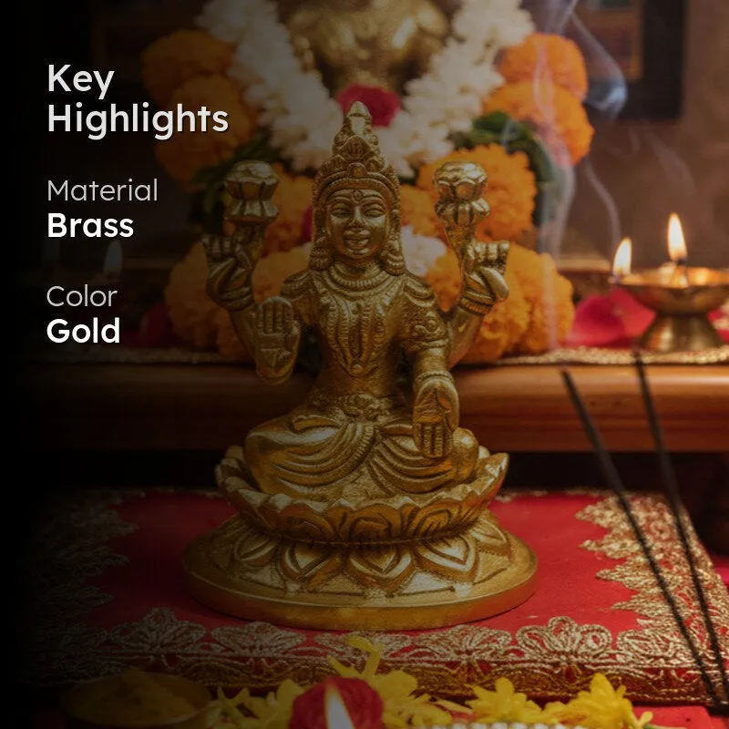 Lakshmi Inkamal Brass Showpiece - Gold media 2
