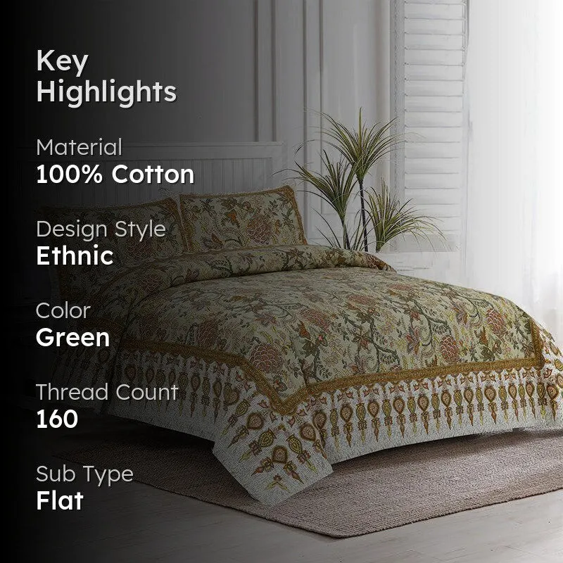 Dupiyaa Printed Cotton Bedsheet (Yellow) - 160 TC media 2