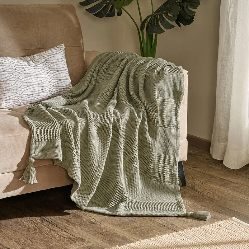 Cozyra Cotton Throw - Sage Green media 1
