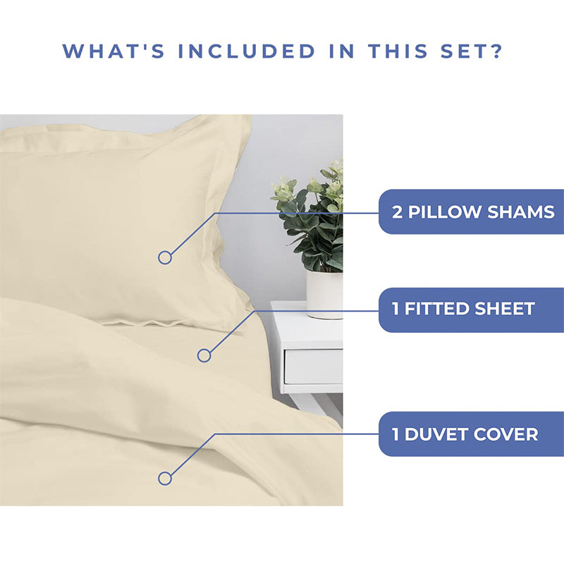 Evelyn 100% Cotton Satin Weave Bedding Set - Ivory - 400 TC media 7