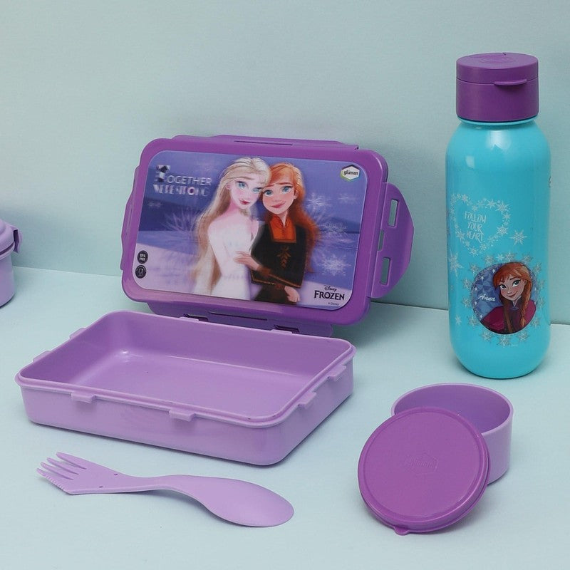 Frozen Princesses Lunch Box 700 ML With 600 ML Water Bottle - Two Piece Set