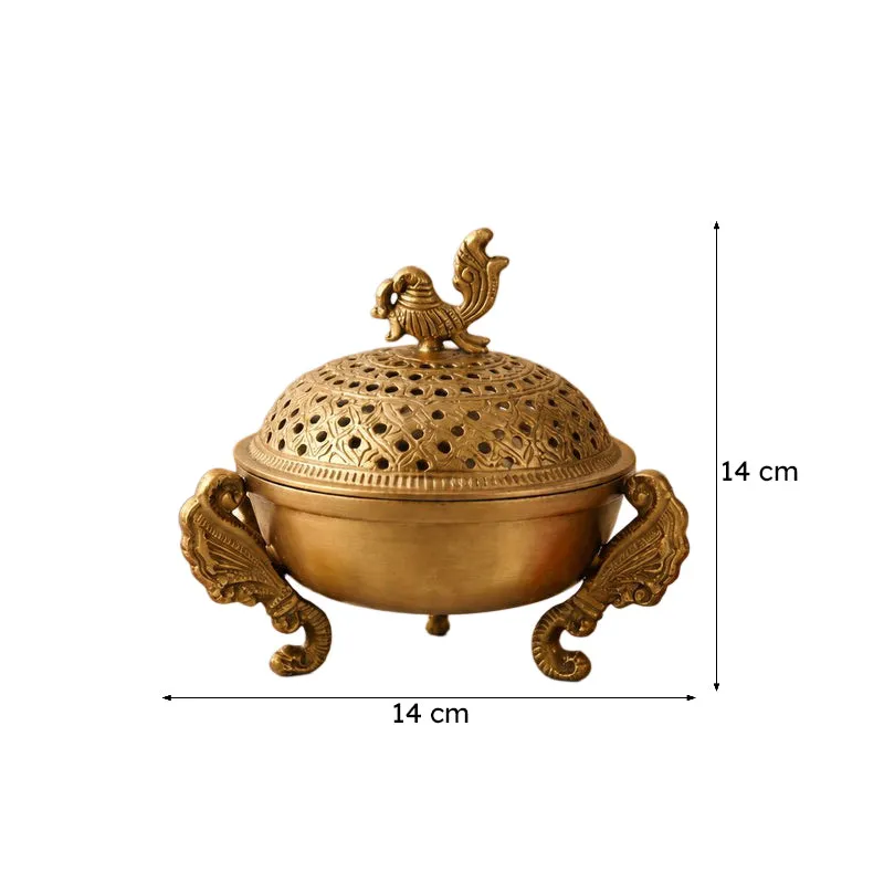 Rajsi Peacock Brass Incense Holder media 9