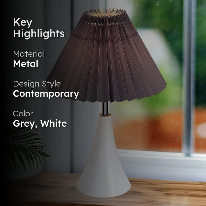 Arrido French Pleat Metal Table Lamp - Grey,White media 2