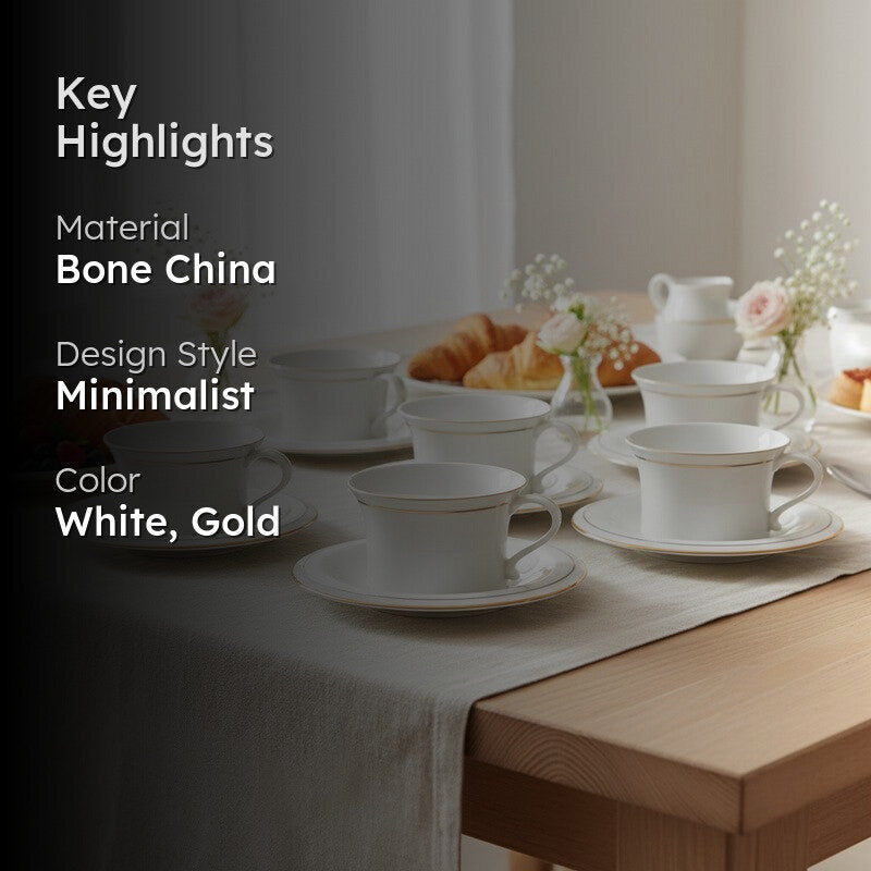 Summer Bone China Cup & Saucer (125 ML) - Twelve Piece Set image 2