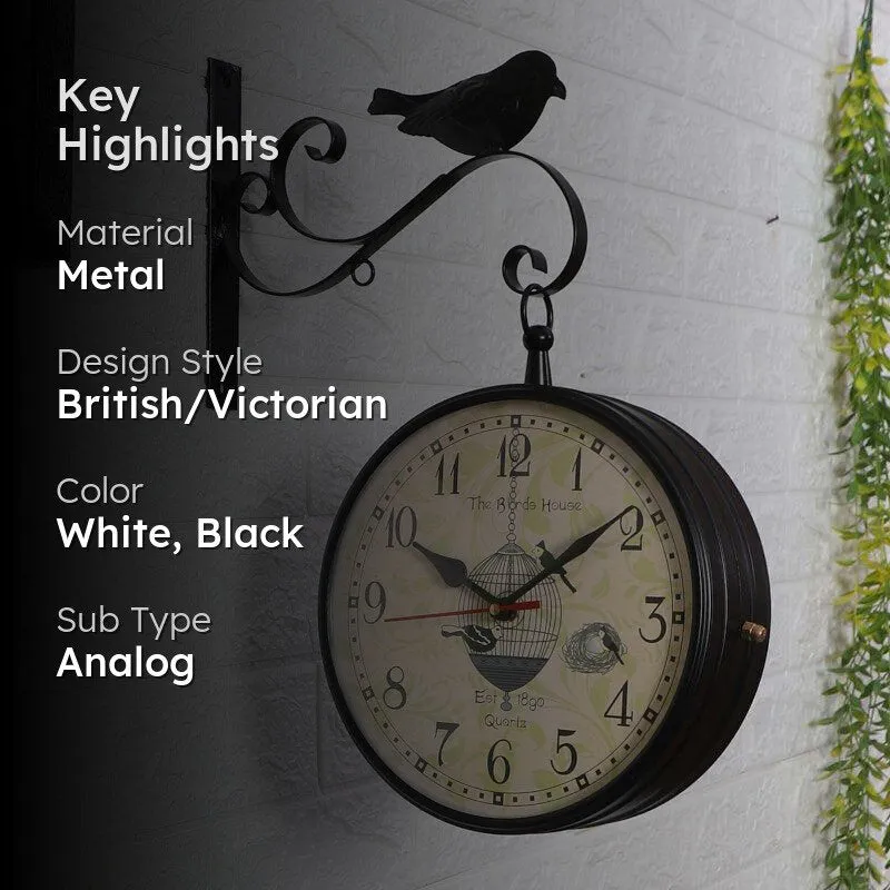 Bird Perch Double Sided Station Clock media 2