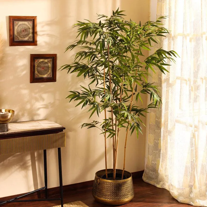 Artificial Realistic Bamboo Plant With Black plastic Pot - 5.9 Feet media 1