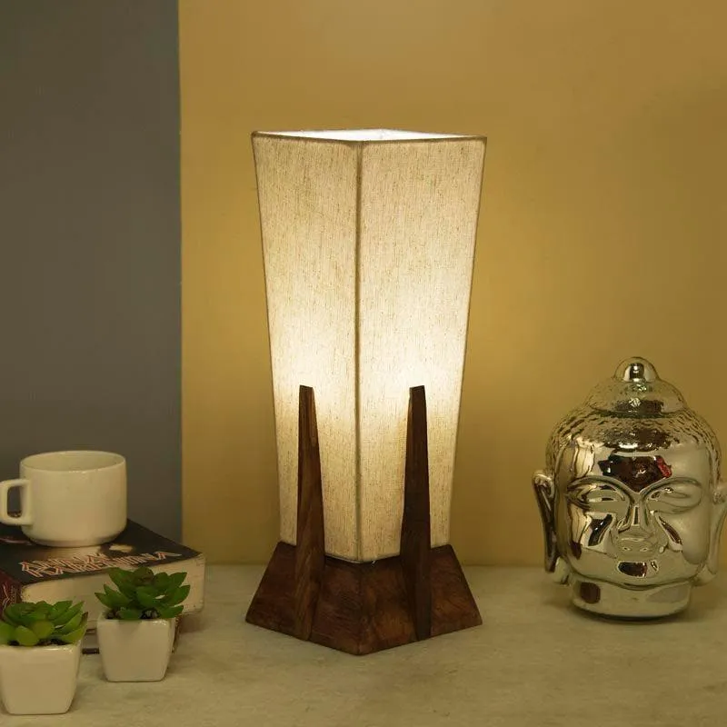 Retro Radiance Fabric Table Lamp (Beige) - Set of Two media 1