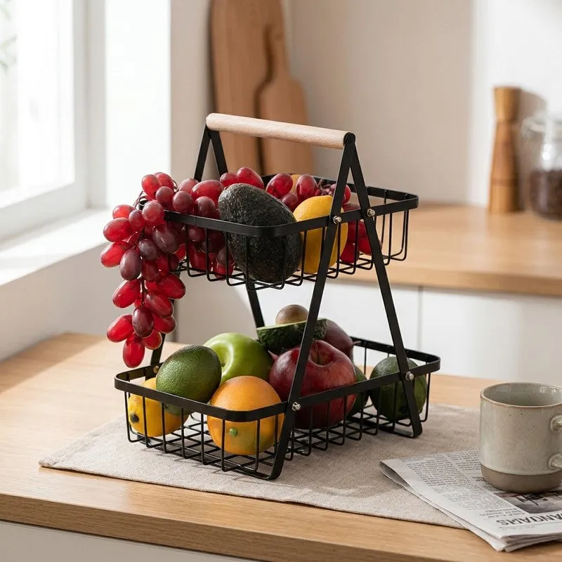 Harvest Nest Metal Fruit Basket - Black media 1