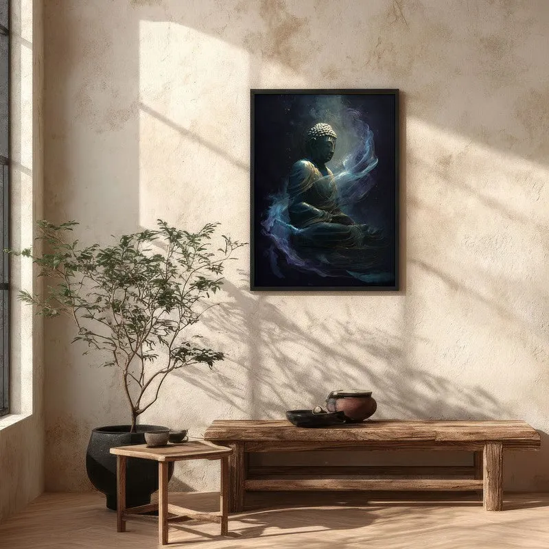 Aura of Awakening Buddha Archival Paper Wall Painting With Black Frame media 5