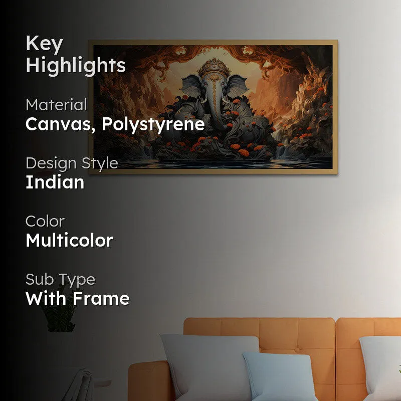Divine Gajanana Wall Painting With Frame media 2