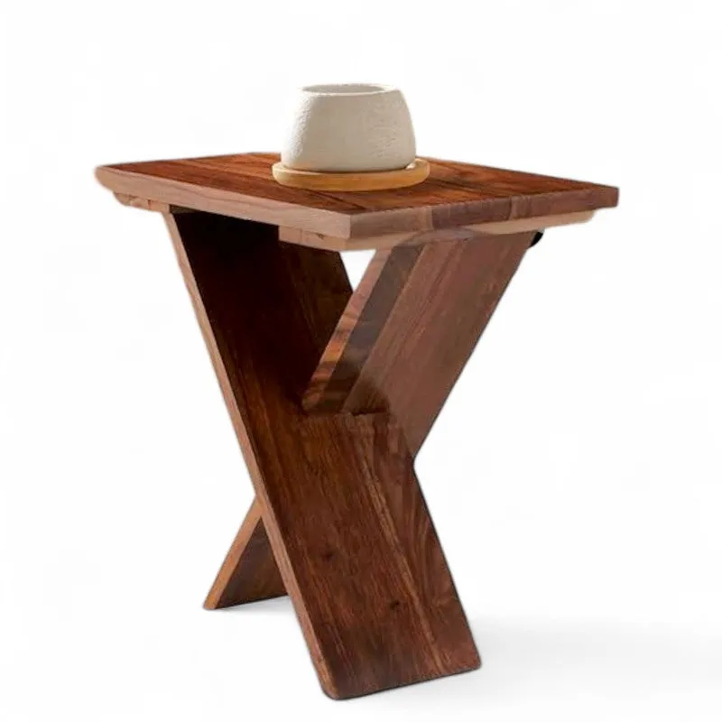 Cverox Sheesham Wooden Side & Bedside Table - Brown media 3