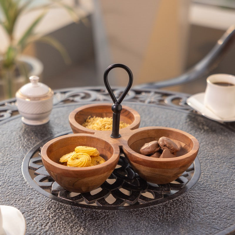 TriServe Wood Serving Bowls - 900 ML