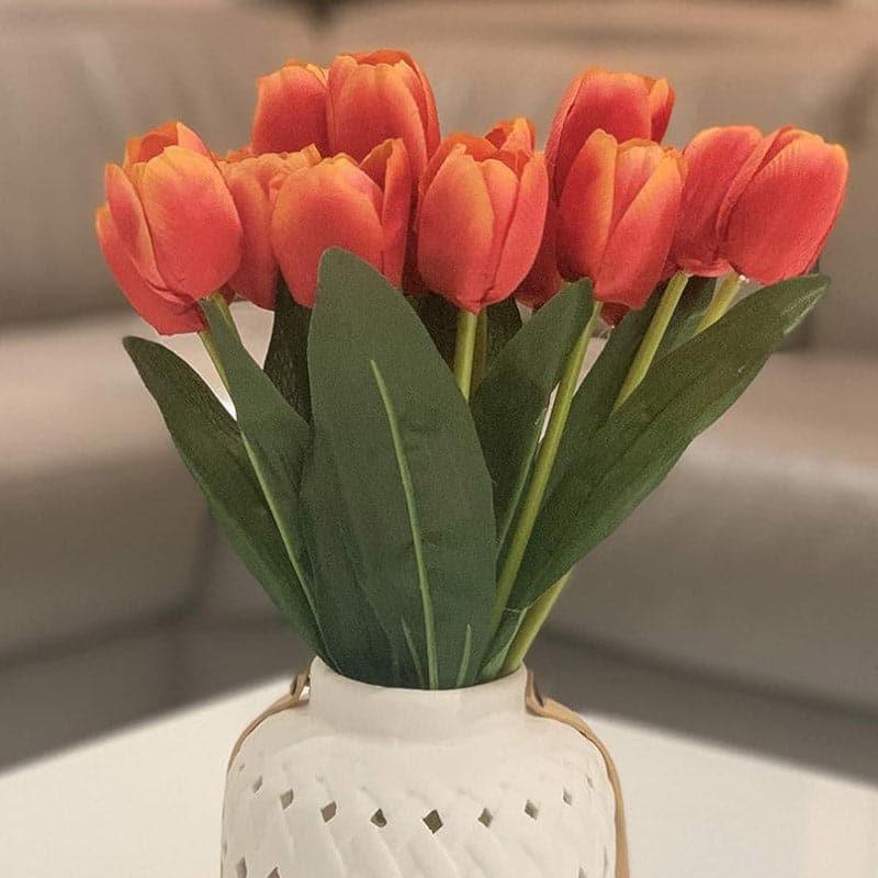 Faux Silk Tulip Flower Bunch - Orange media 3