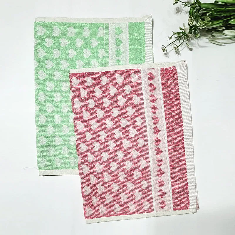 Love Lace Cotton Hand Towel (Pink & Green) - Set Of Two media 1