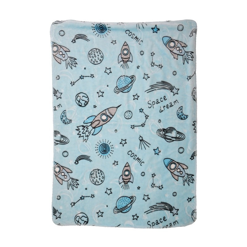 Stellio Cartoon Woolen Kids  Blanket (Blue) - 350 GSM media 4