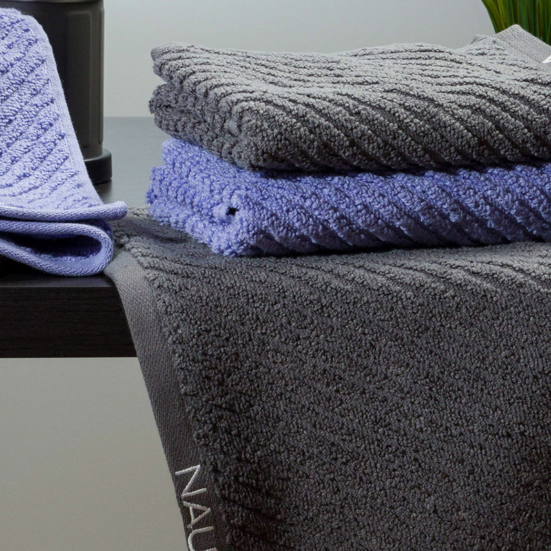Nautica Riviera Soft Cotton Hand & Face Towel (Light Blue & Dark Grey) - Set Of Four media 3