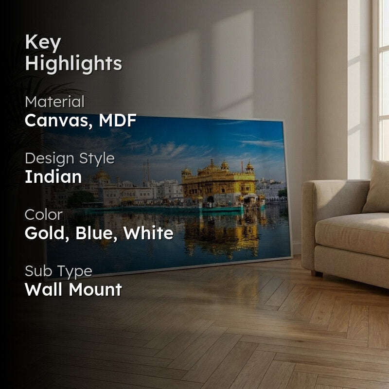 Golden Temple Glow Canvas Wall Painting With Frame media 2