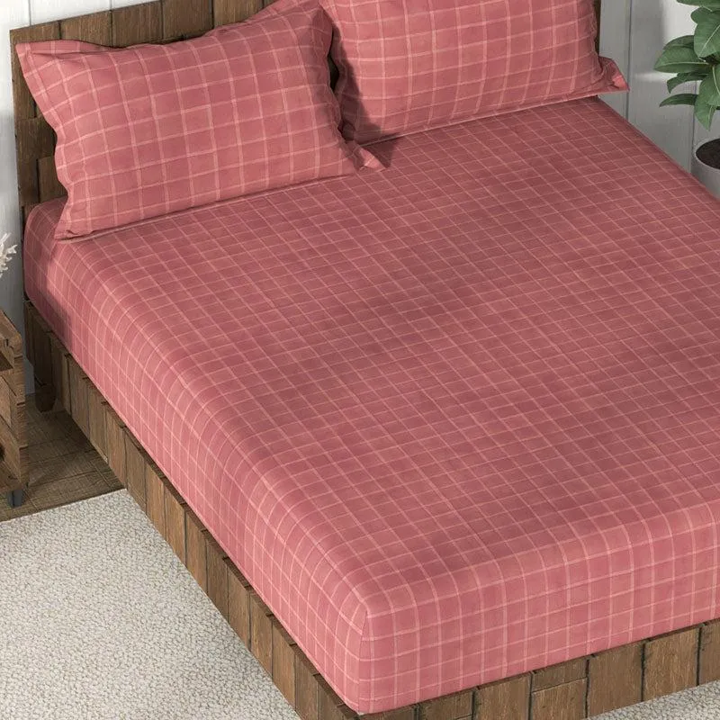 Nautica Lattice Haven Geometric Cotton Bedsheet (Coral)  - 160 TC media 4
