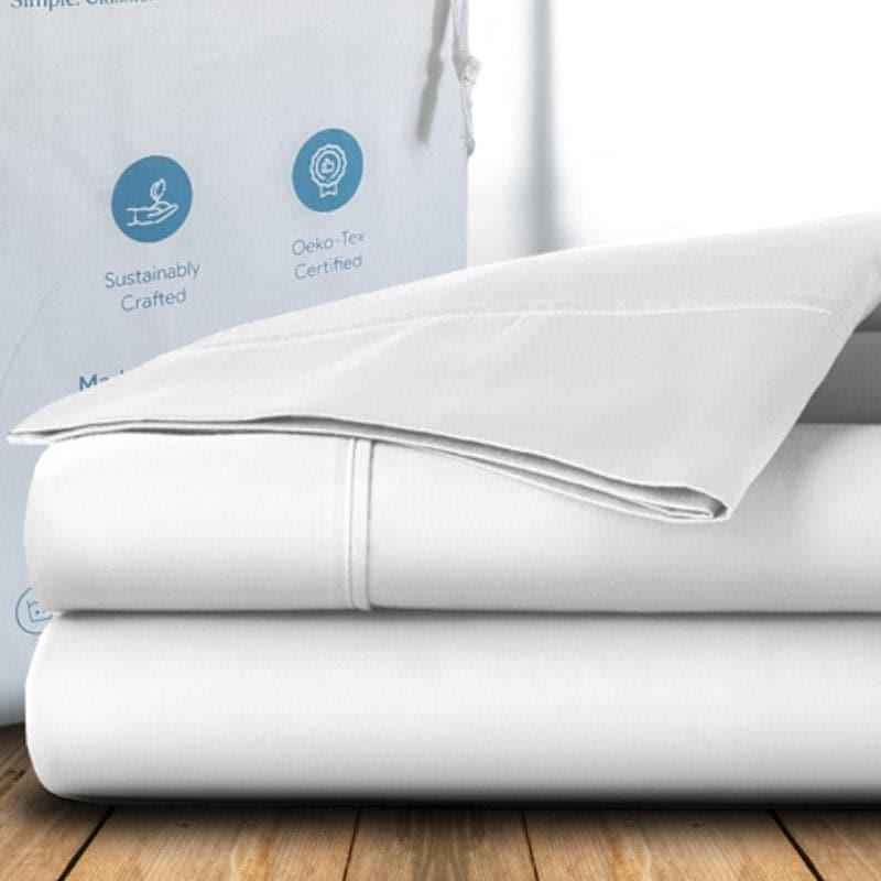 Freyda Solid Cotton Bedsheet (White) - 700 TC media 6